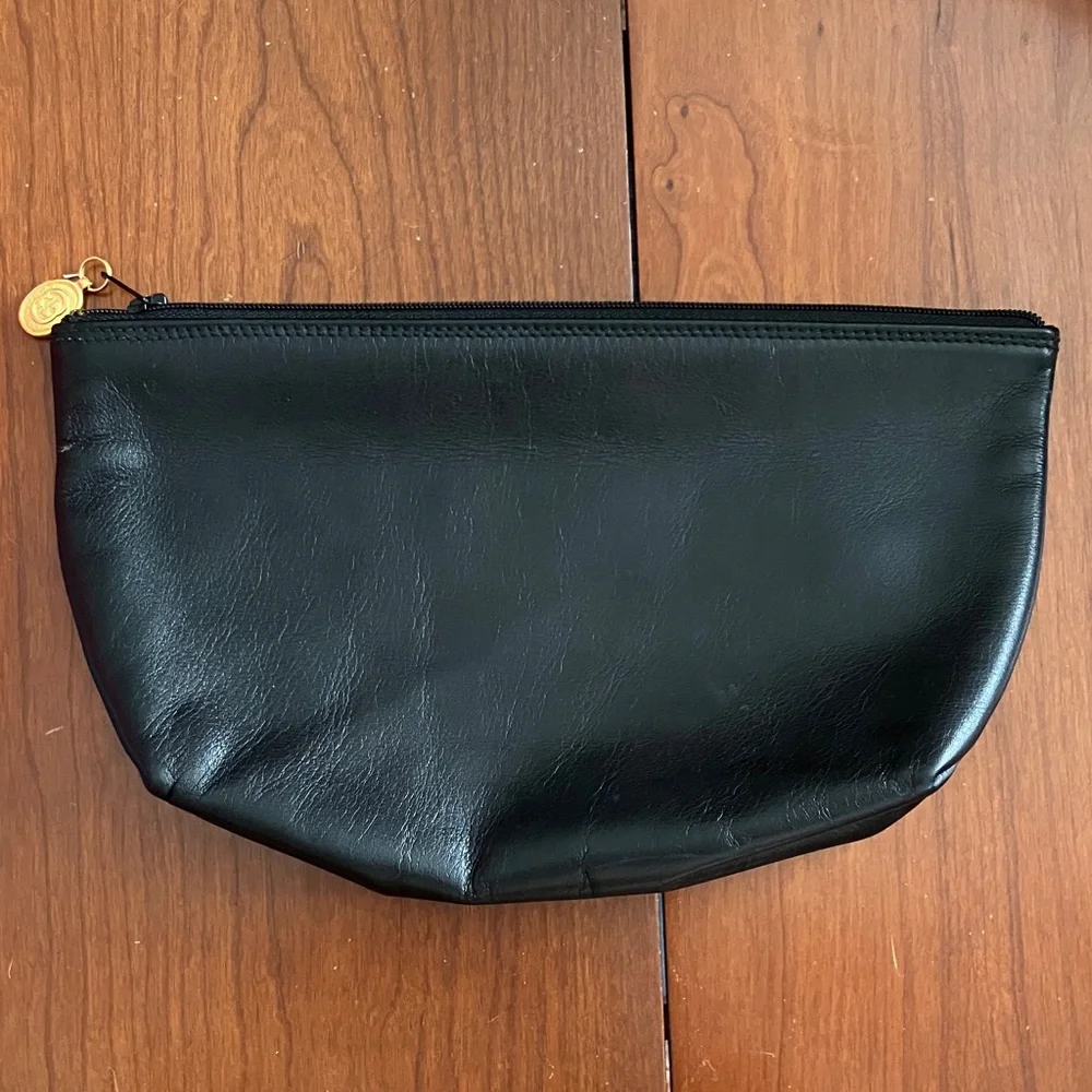 Gucci Black Leather cosmetic pouch Bag zippered 039580195 Italy - Picture 1 of 8